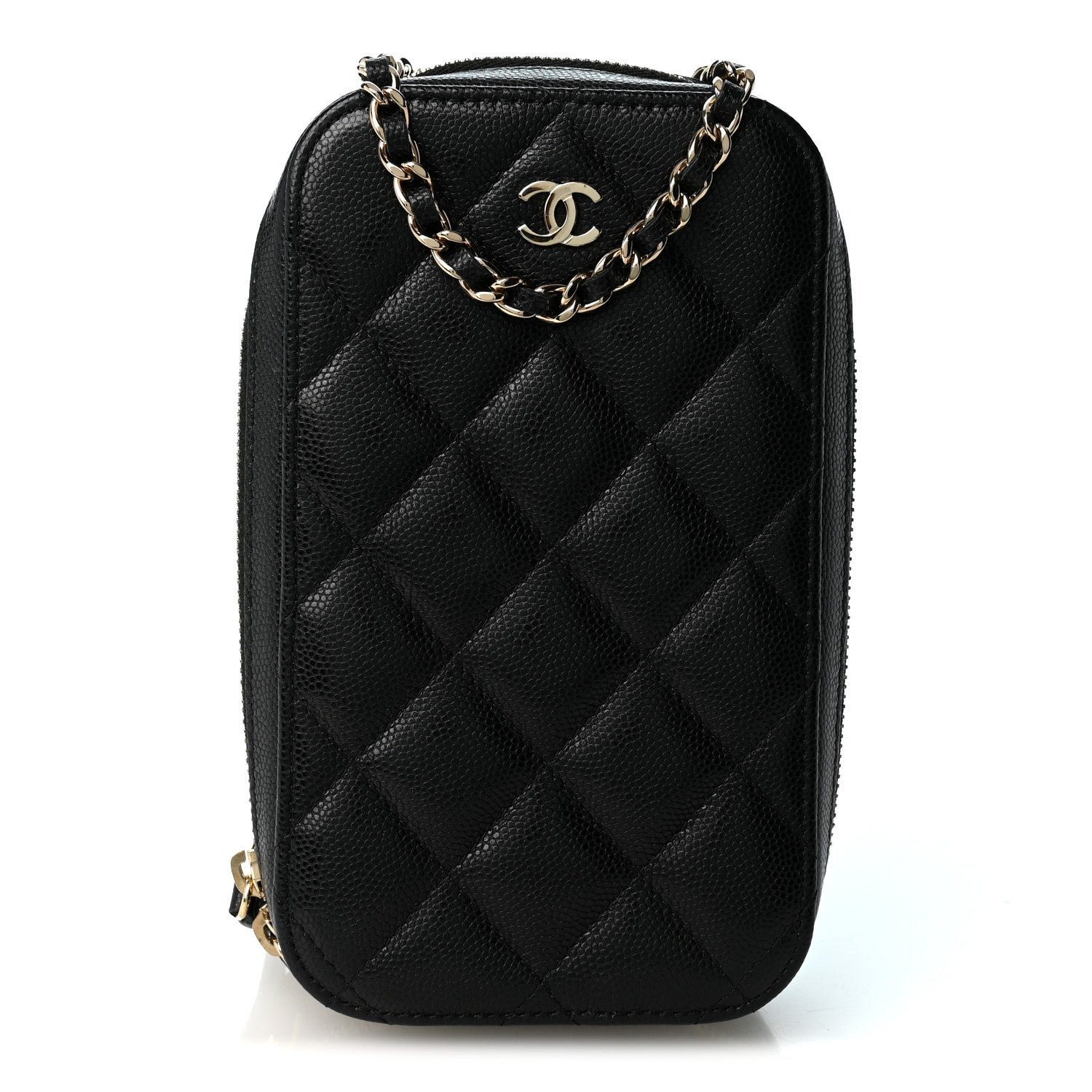 Chanel Caviar Quilted Phone Holder Wallet On Chain WOC Black