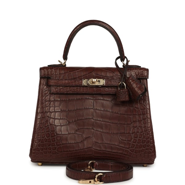 Hermes Kelly Retourne 25 Havane Matte Alligator Permabrass Hardware