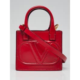 Valentino Valentino Red Leather VLogo Walk Mini Tote Bag