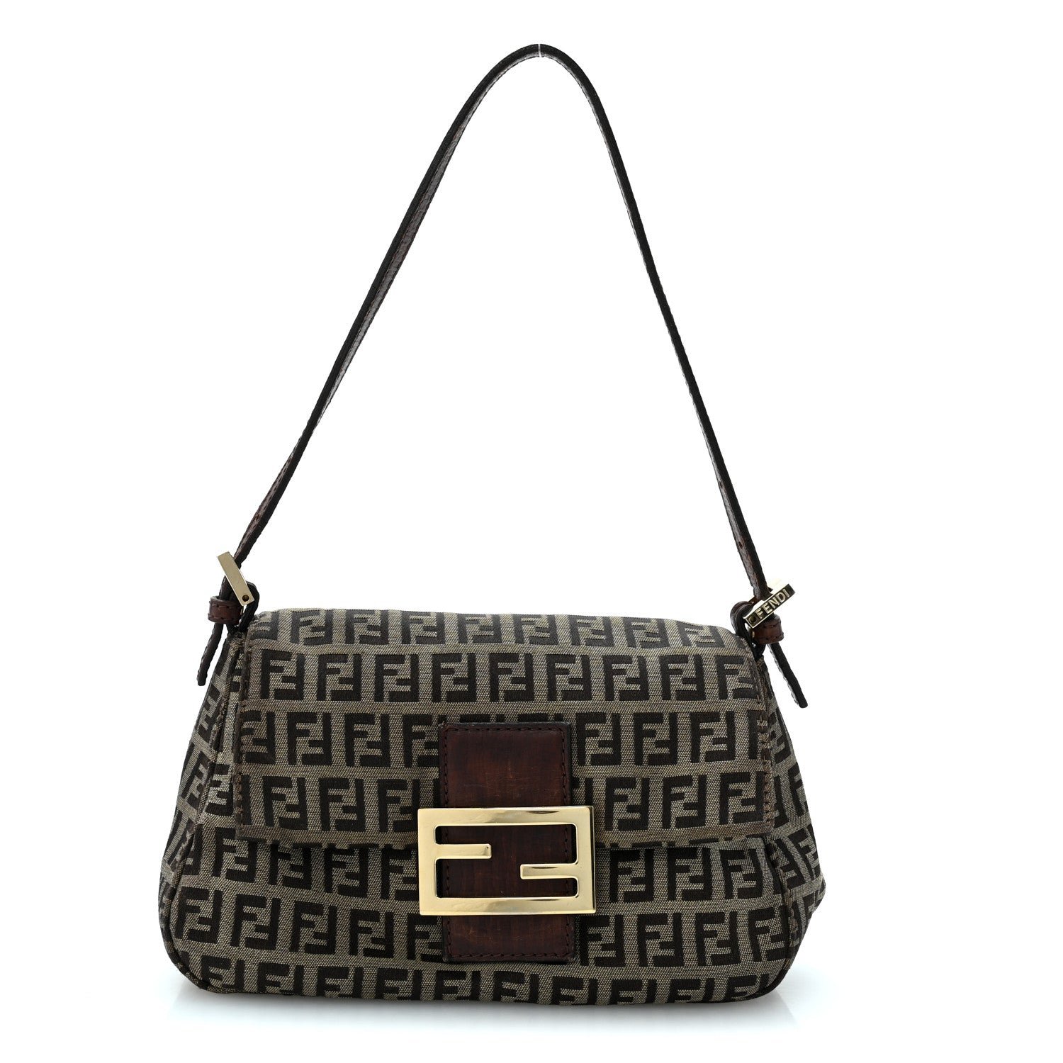 Fendi Zucchino Vitello Mini Mama Baguette Mogano Panna Bruciato