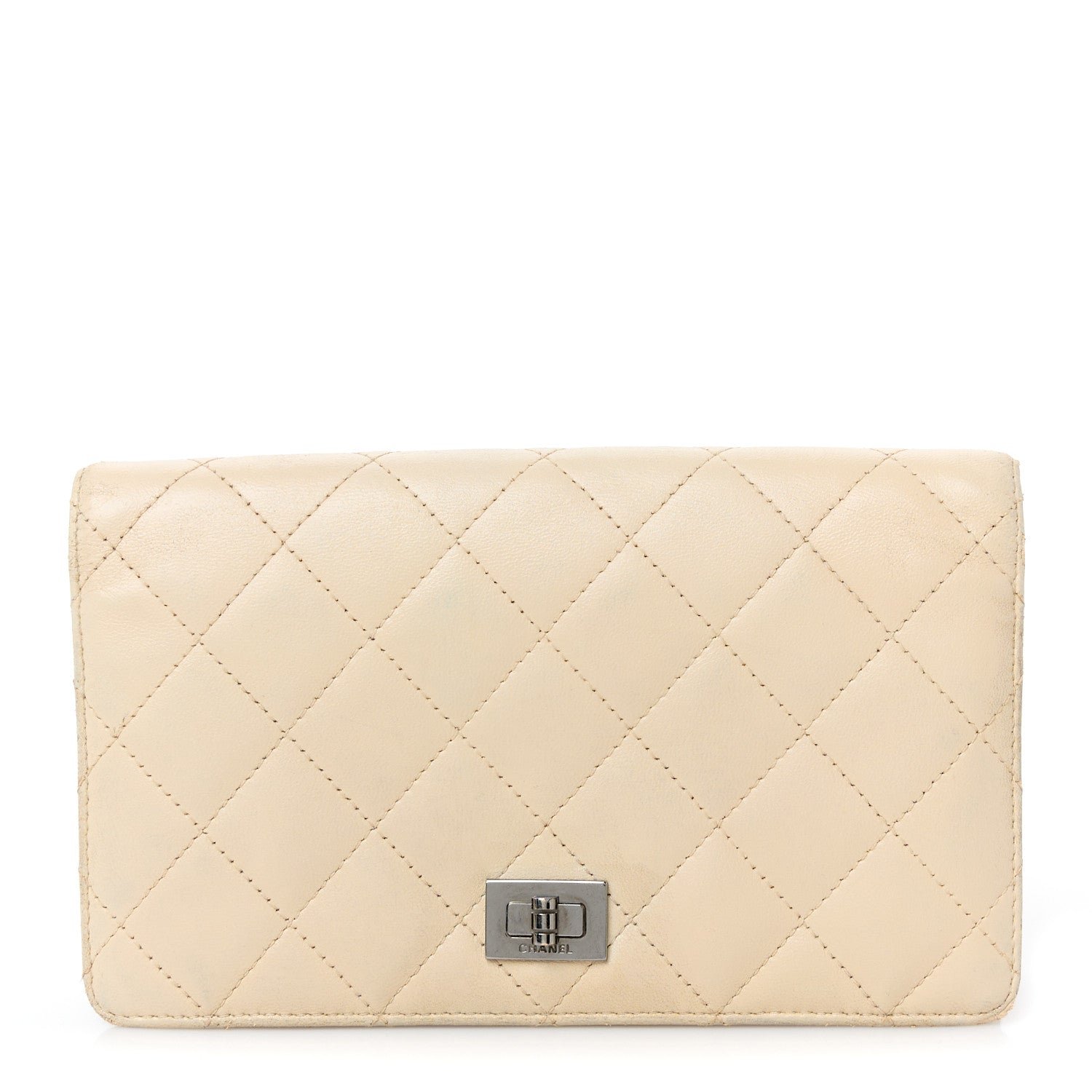 Chanel Lambskin Quilted Reissue 2.55 Yen Wallet Beige