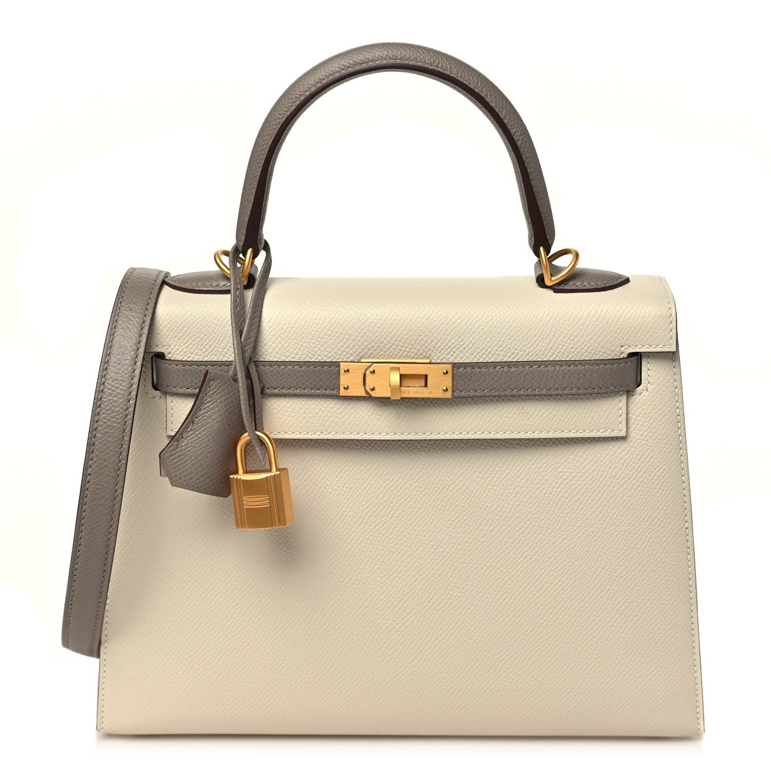 Hermes Epsom Bi-Color Horseshoe Kelly Sellier 25 Craie Gris Asphalte