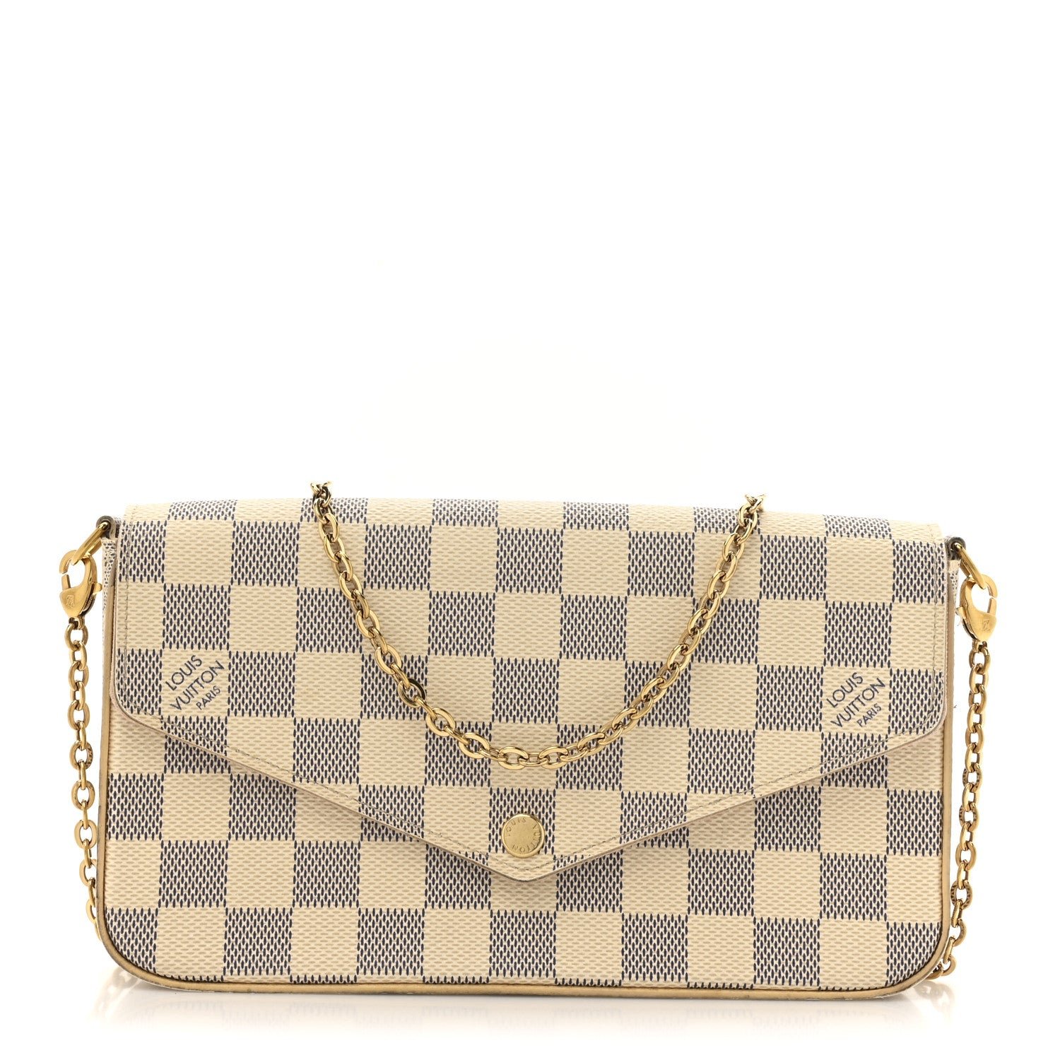 Louis Vuitton Damier Azur Pochette Felicie Chain Wallet Rose Ballerine