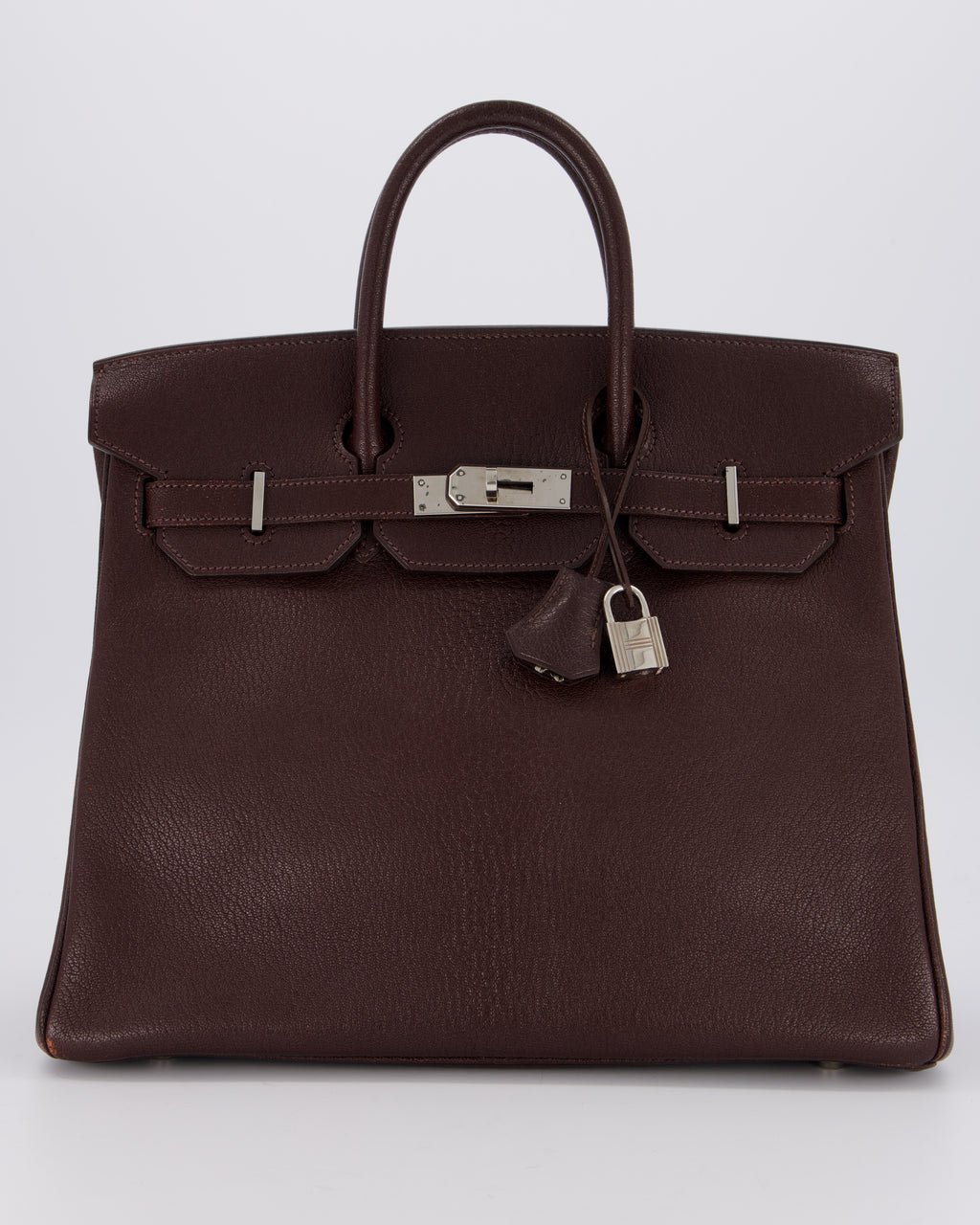 *RARE* Hermès HAC 32 Bag in Chocolat Chèvre Mysore Leather with Palladium Hardware