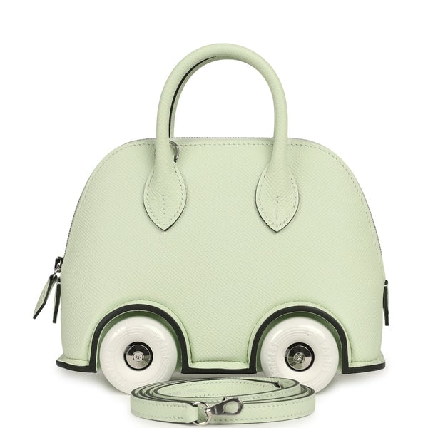 Hermes Hermes Bolide On Wheels 1923 Vert Fizz, White Epsom Palladium Hardware