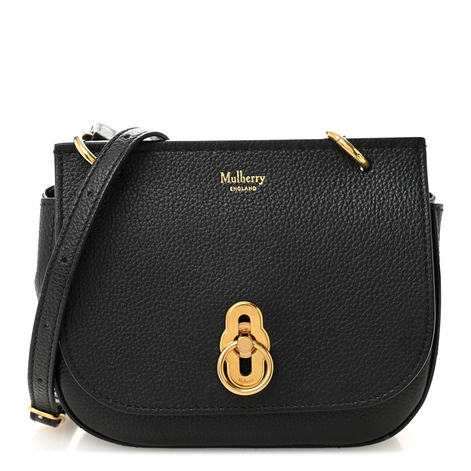 Mulberry Small Classic Grain Calfskin Mini Amberley Flap Black