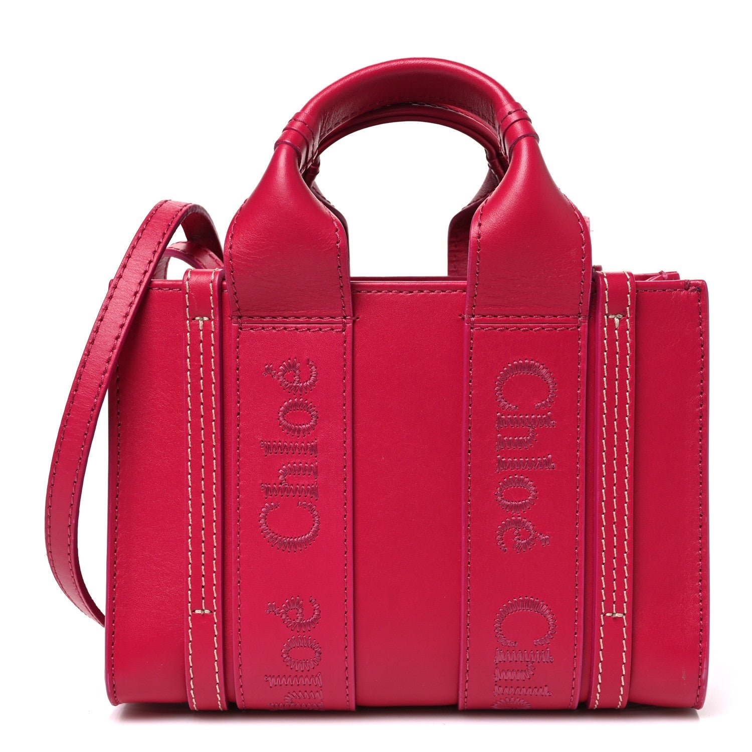 Chloe Calfskin Mini Woody Ribbon Tote Fizzy Pink