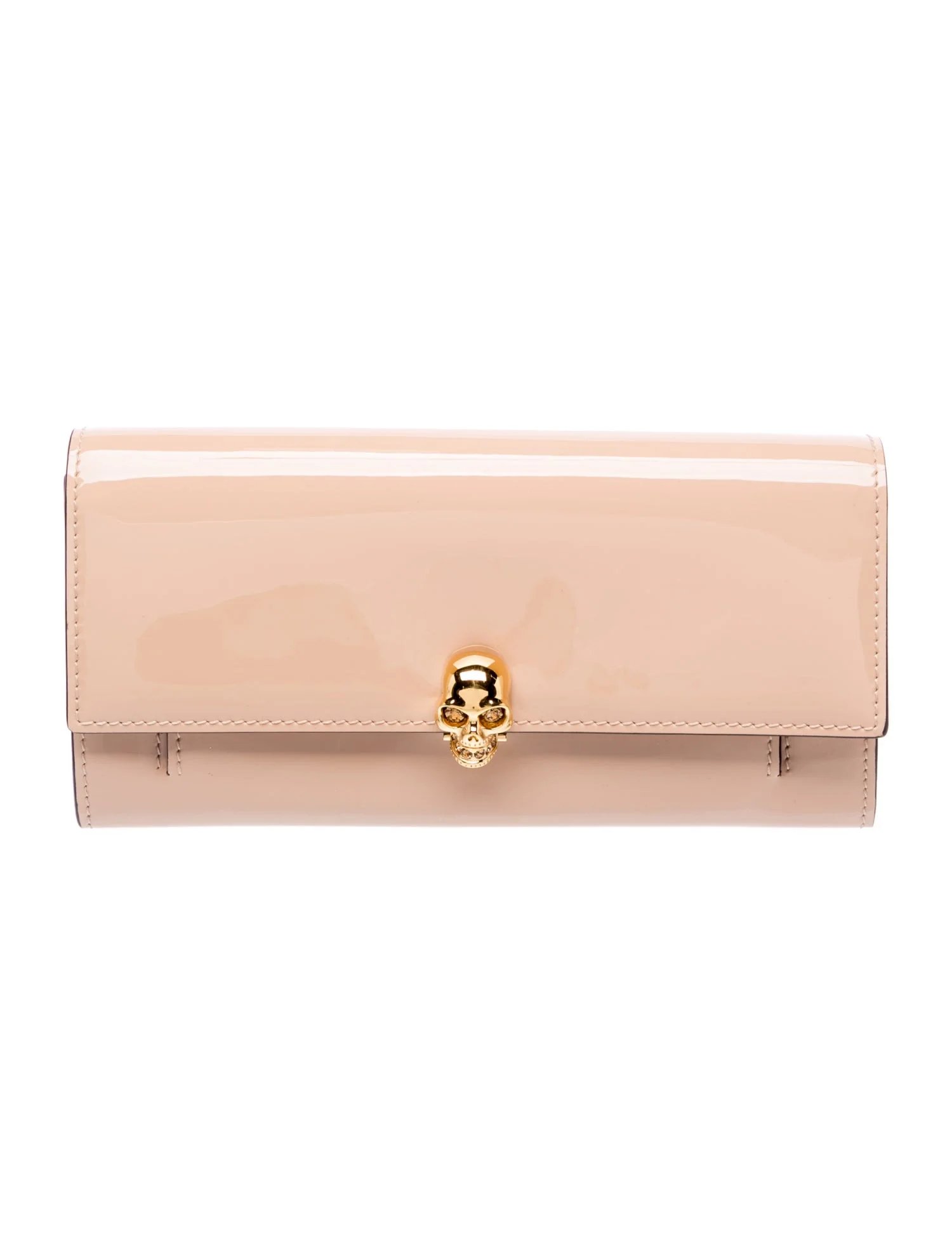 Skull Skull Lock Calfskin Clutch