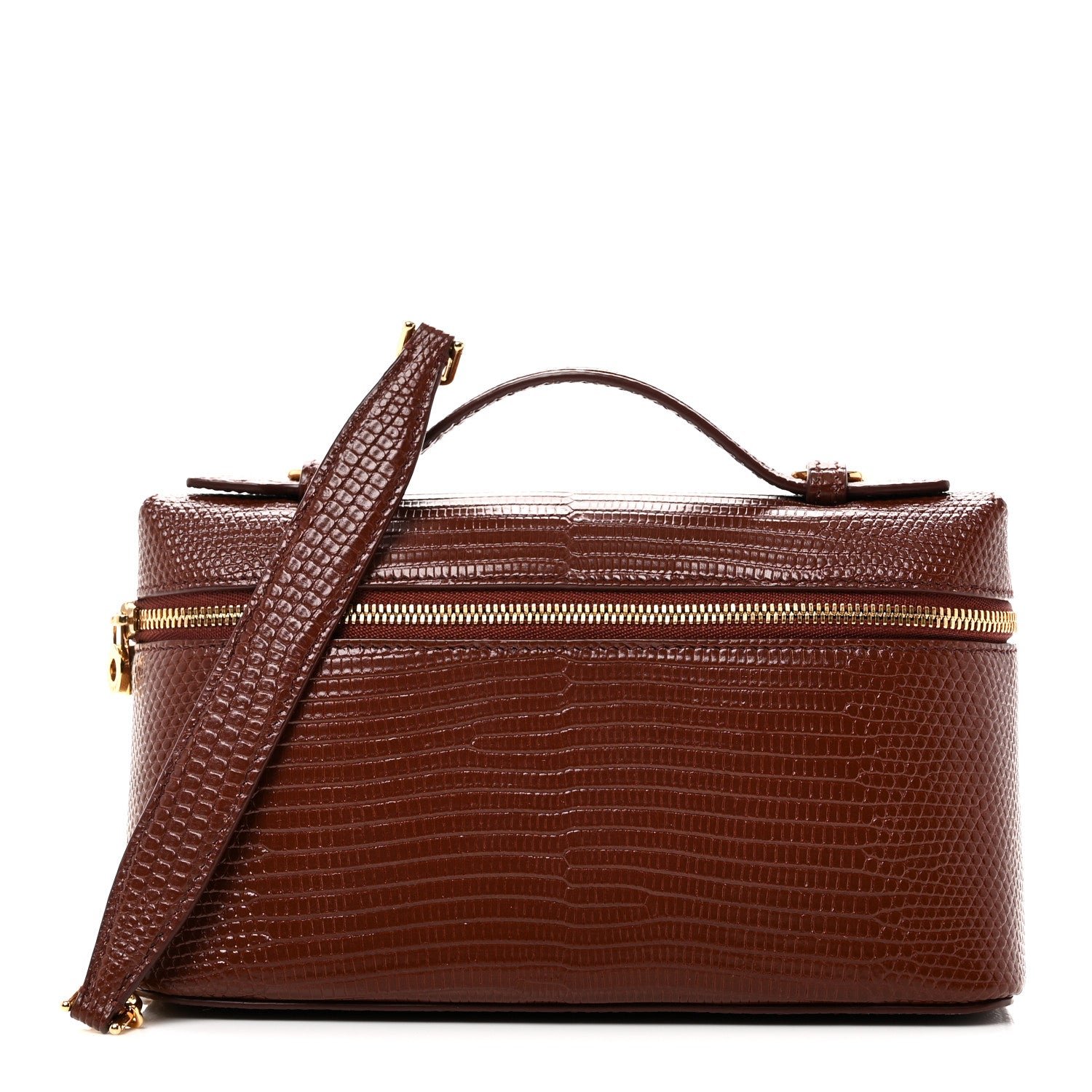 Loro Piana Lizard L19 Extra Pocket Pouch Smoked Caramel