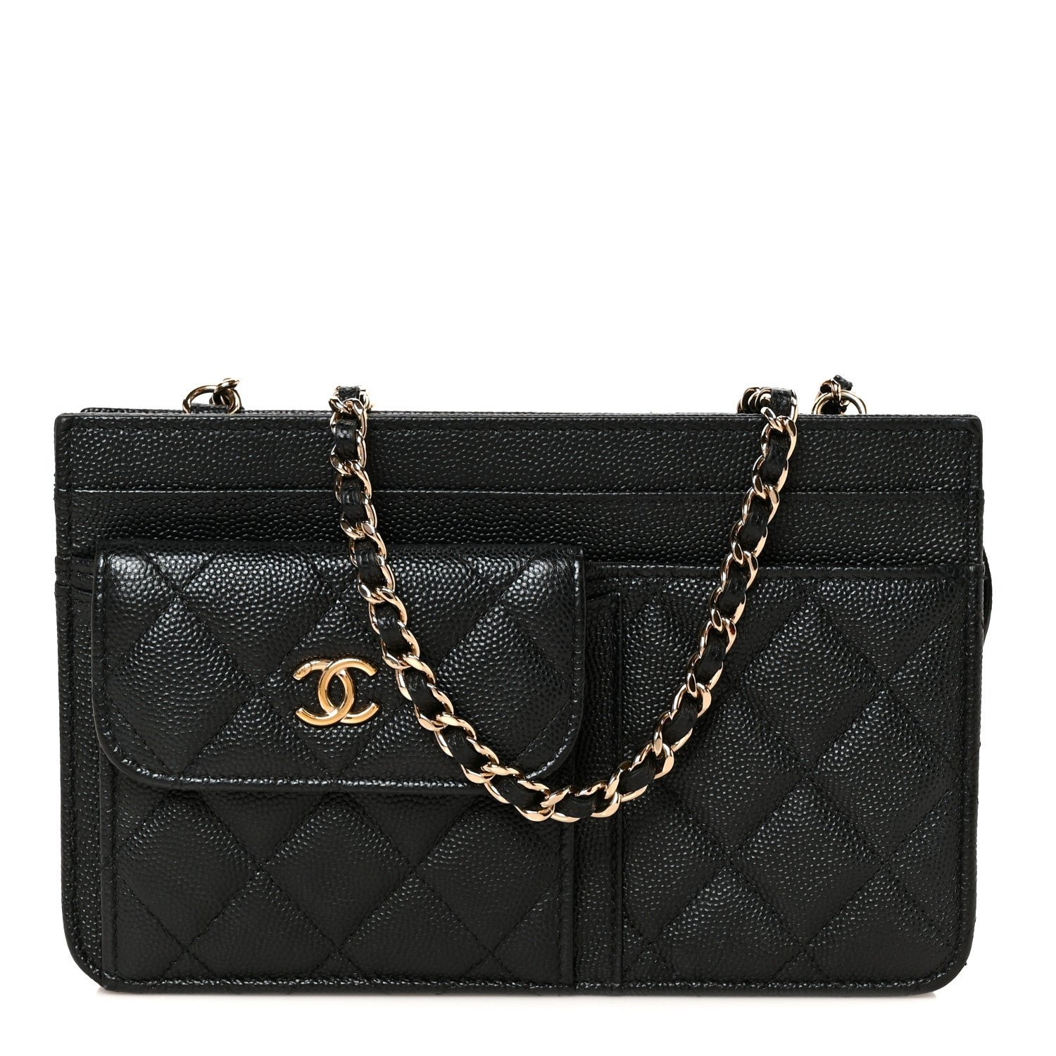 Chanel Caviar Quilted In & Out Chain Wallet Black