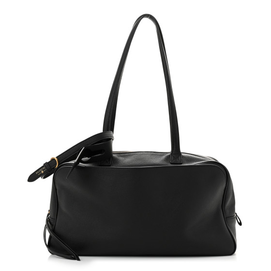 Balenciaga Calfskin Medium Carrie Bowling Bag Black