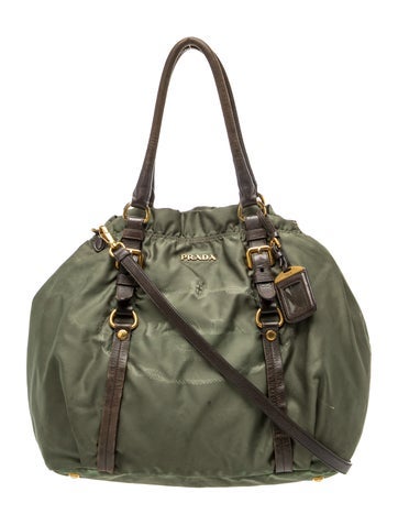 Tessuto Nylon Leather Trim Bag