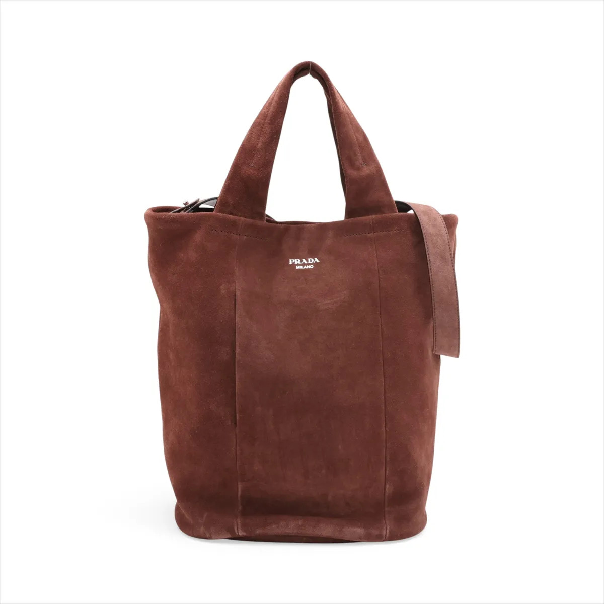 Prada 2VG129 Suede 2 Way Tote Bag Brown