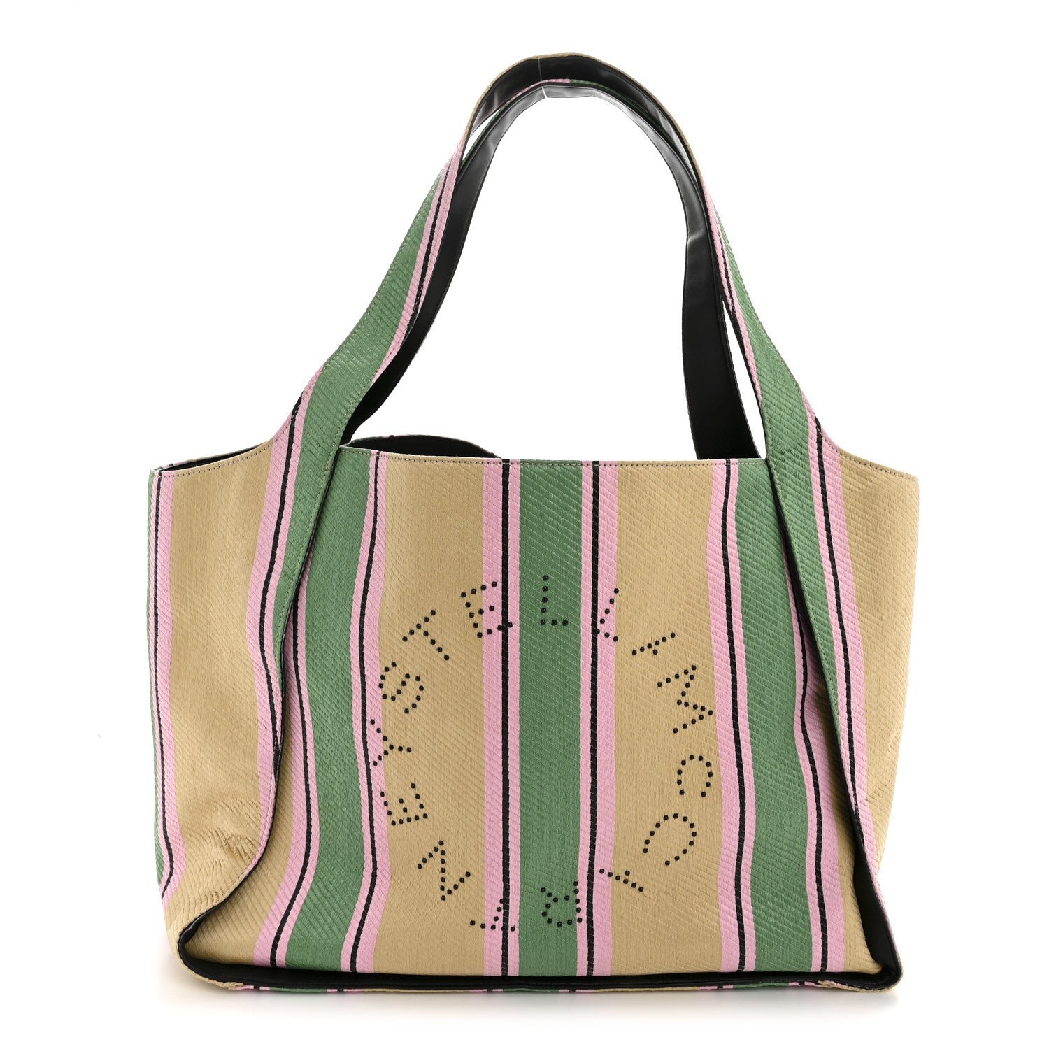 Stella McCartney Stella McCartney Raffia Striped Logo Tote Multicolor