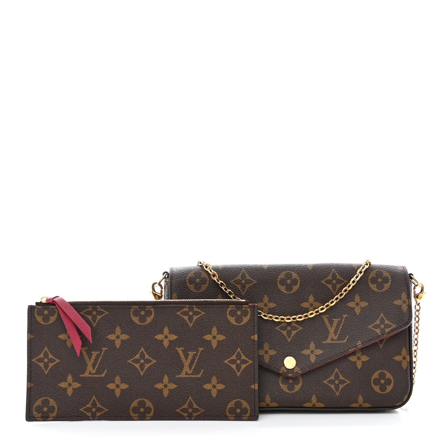 Louis Vuitton Monogram Pochette Felicie Chain Wallet Fuchsia
