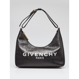 Givenchy Givenchy Black Monogram Embossed Canvas/Leather Small Moon Cut Out Hobo Bag