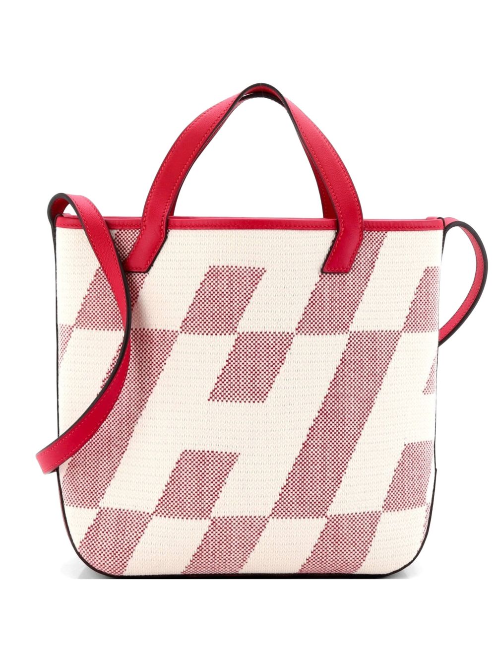 Cabas H en Biais Tote Canvas with Leather 27 shoulder bag