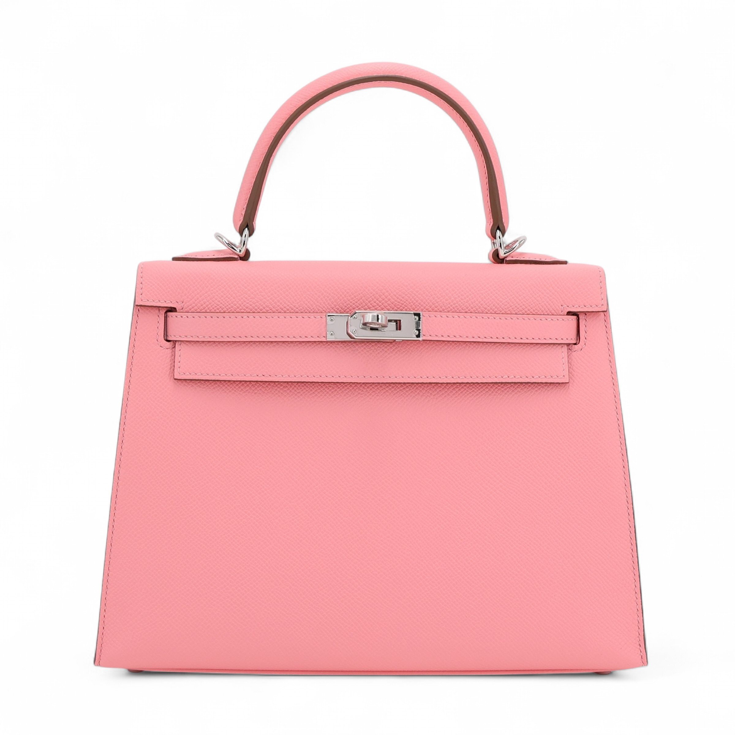 Hermes Brand New ( Rank N ) HERMÈS Kelly 25 Sellier Rose Confetti (1Q) Epsom Palladium hardware W (2024)