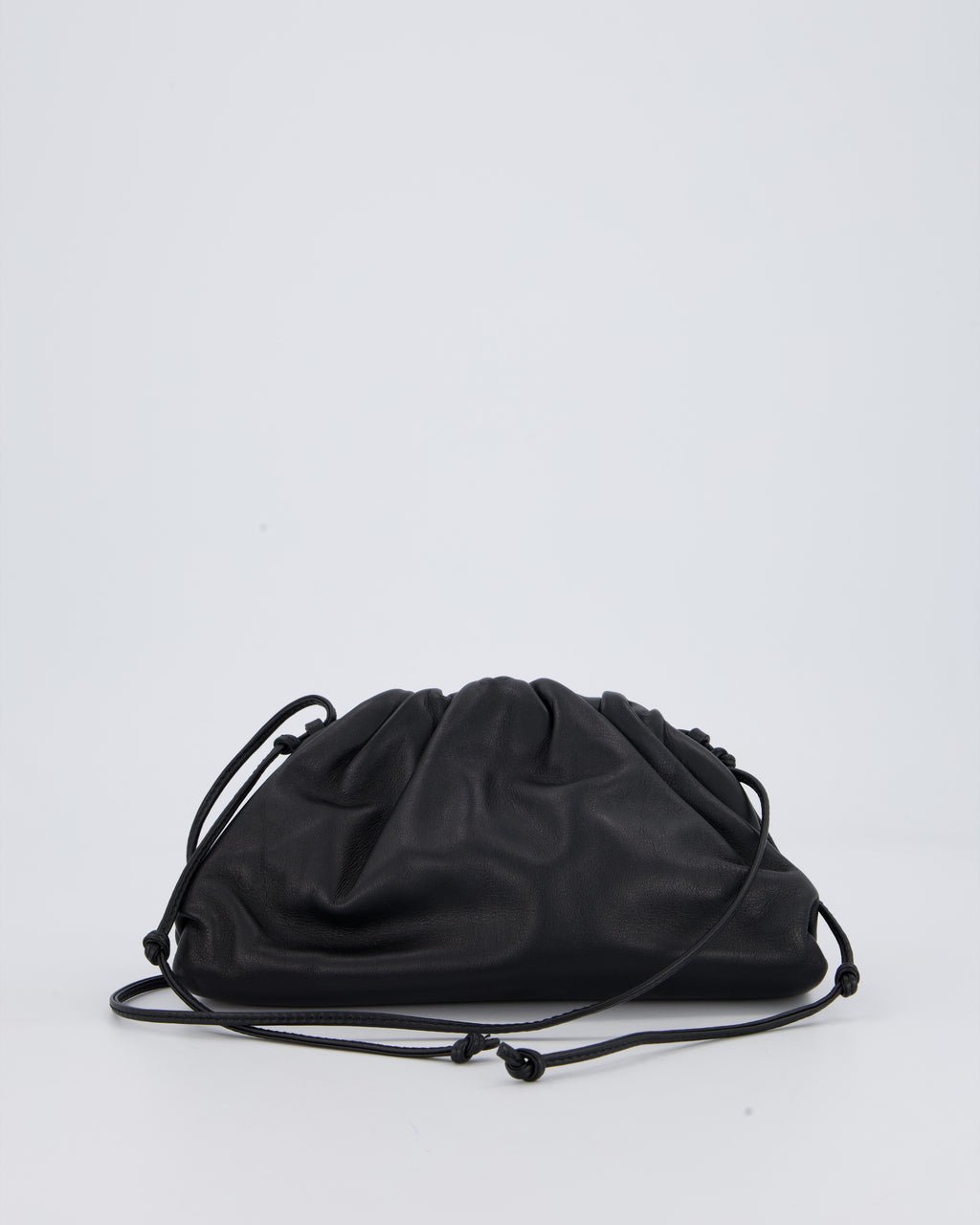 Bottega Veneta Black Mini Pouch Bag in Calfskin Leather with Silver Hardware