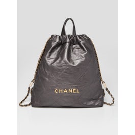 Chanel Dark Silver Quilted Leather Chanel 22 Backpack Bag