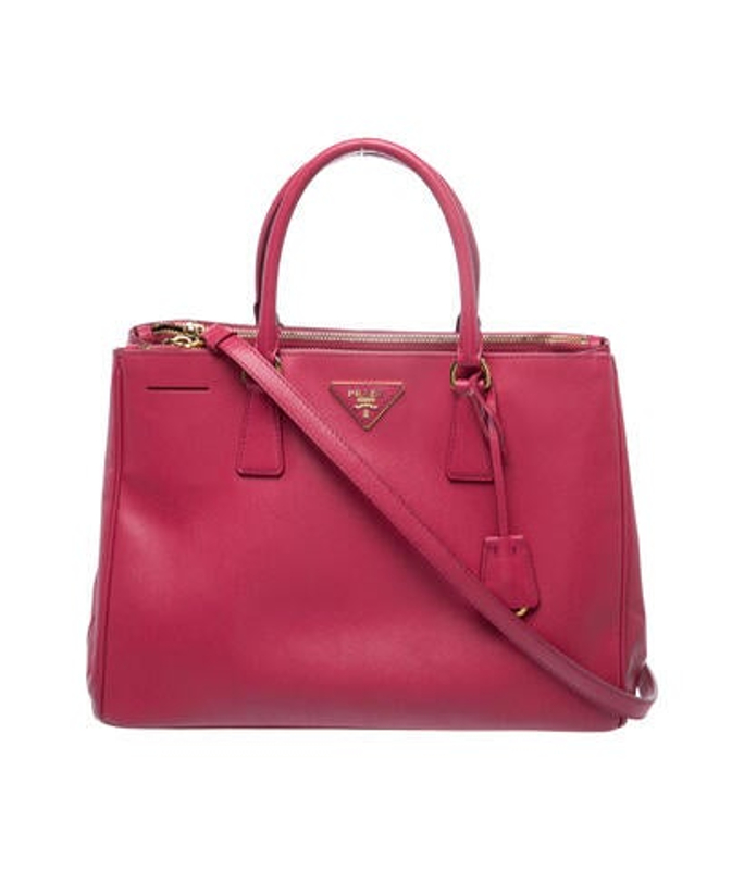 Prada Enameled Metal Triangle Galleria Double Zip Large