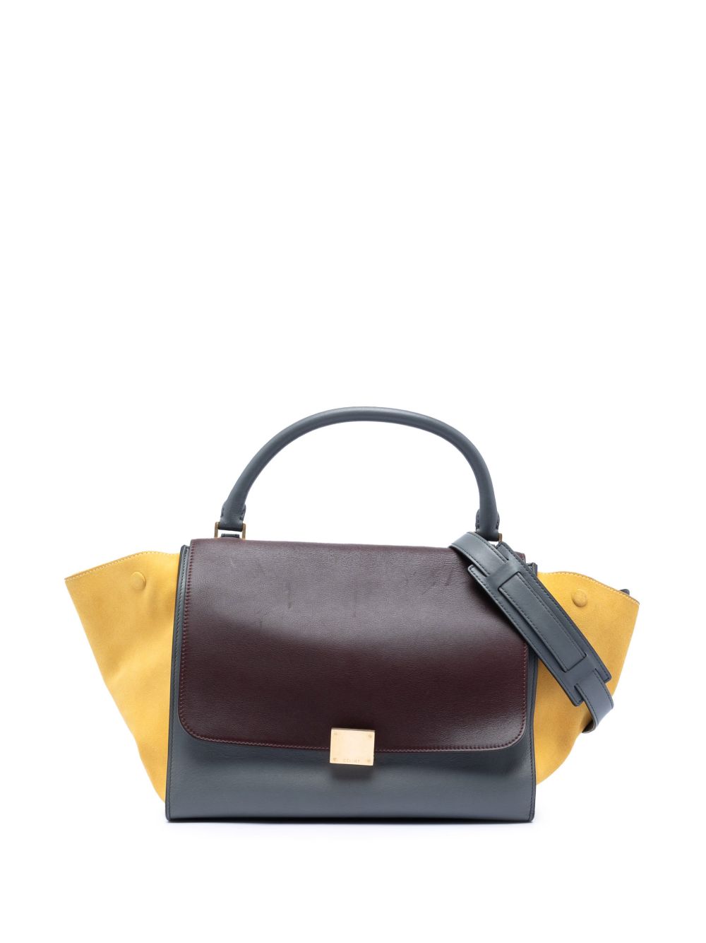 2012 Medium Tricolor Calfskin and Suede Trapeze satchel
