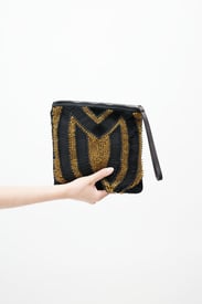 Marni Black & Gold Beaded Clutch