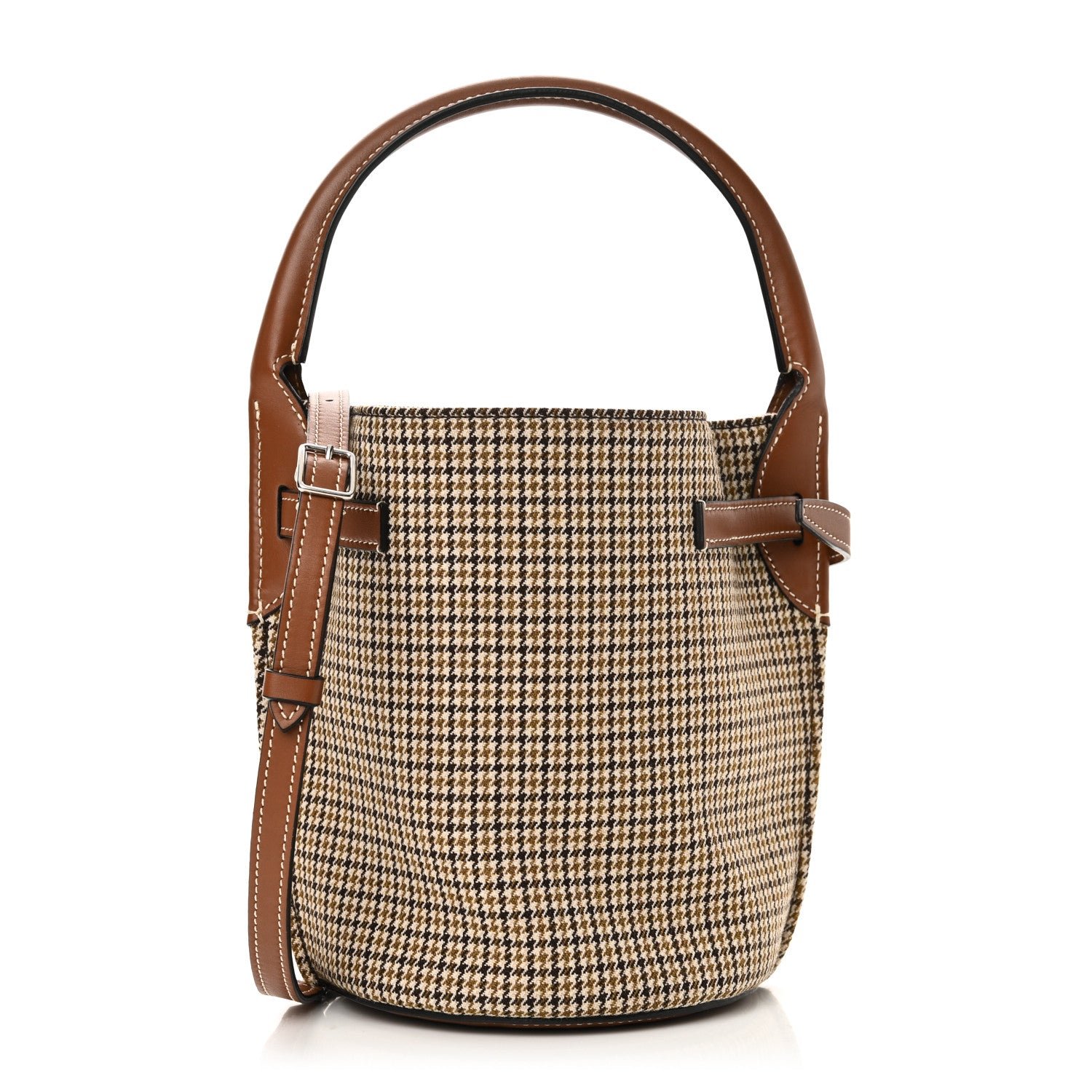 Celine Smooth Calfskin Tweed Nano Big Bag Bucket Tan