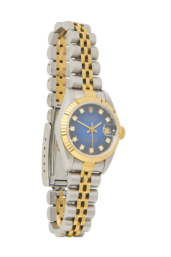 Rolex Blue Stainless Steel Diamond Datejust 69173 26mm