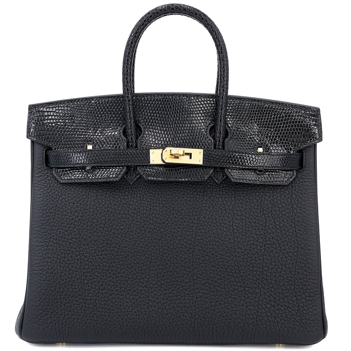 Hermes Brand New ( Rank N ) HERMÈS Birkin 25 Touch  Black (89) Lizard Togo Gold hardware B (2023)