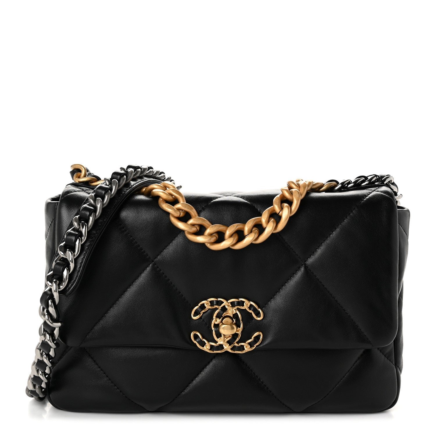 Chanel Lambskin Quilted Medium Chanel 19 Flap Black