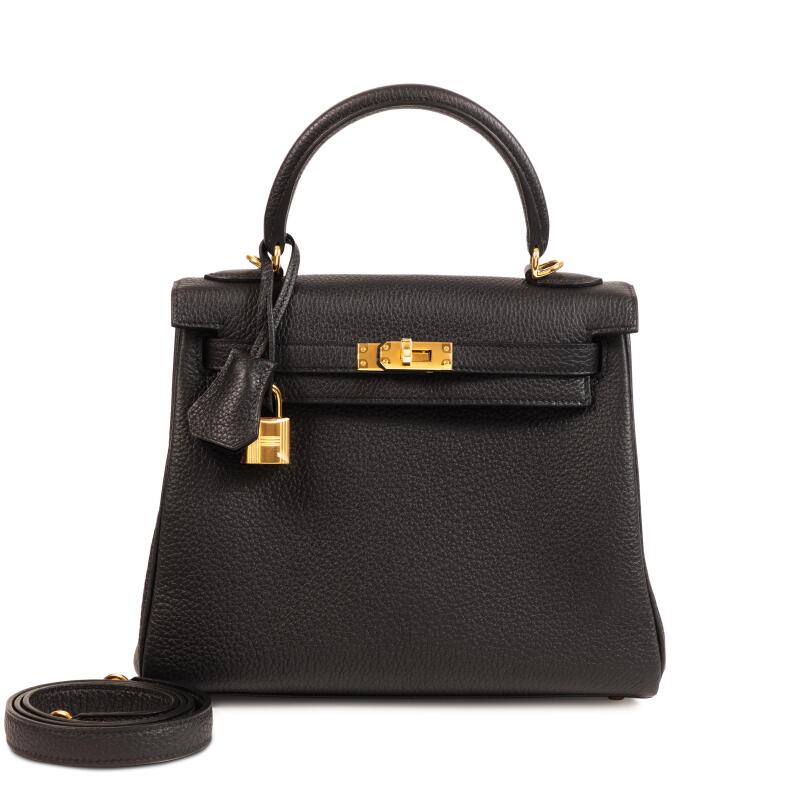 Hermes Black Togo Kelly 25 Retourne Gold Hardware, 2025