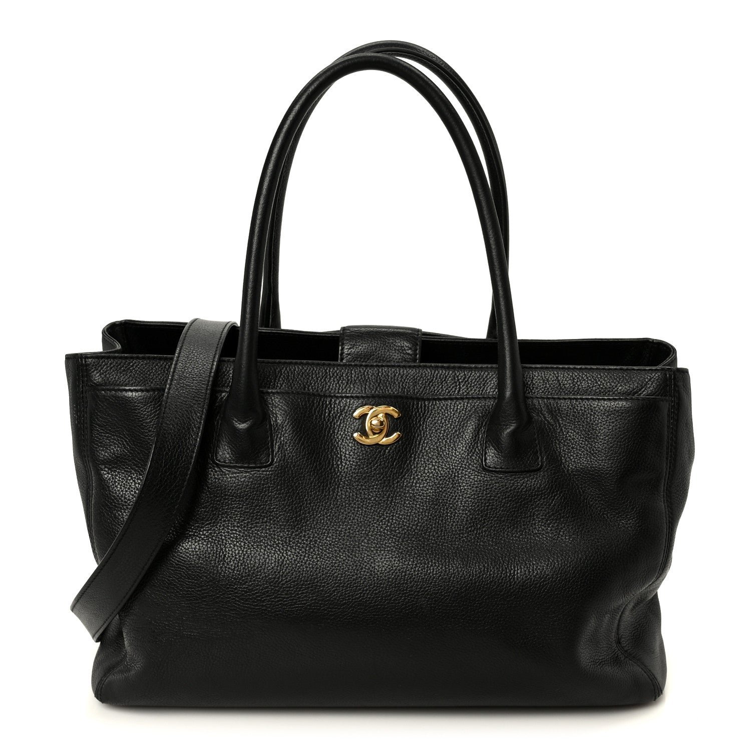 Chanel Calfskin Cerf Executive Shopper Tote Black