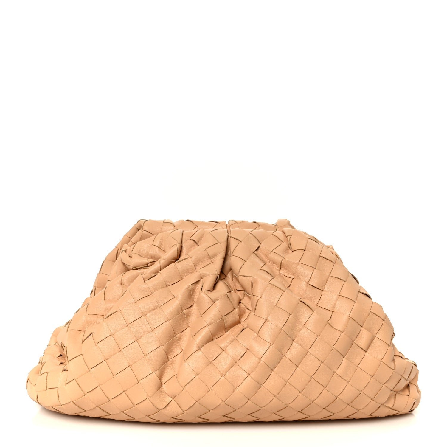 Bottega Veneta Nappa Maxi Intrecciato The Pouch Oversized Clutch Almond