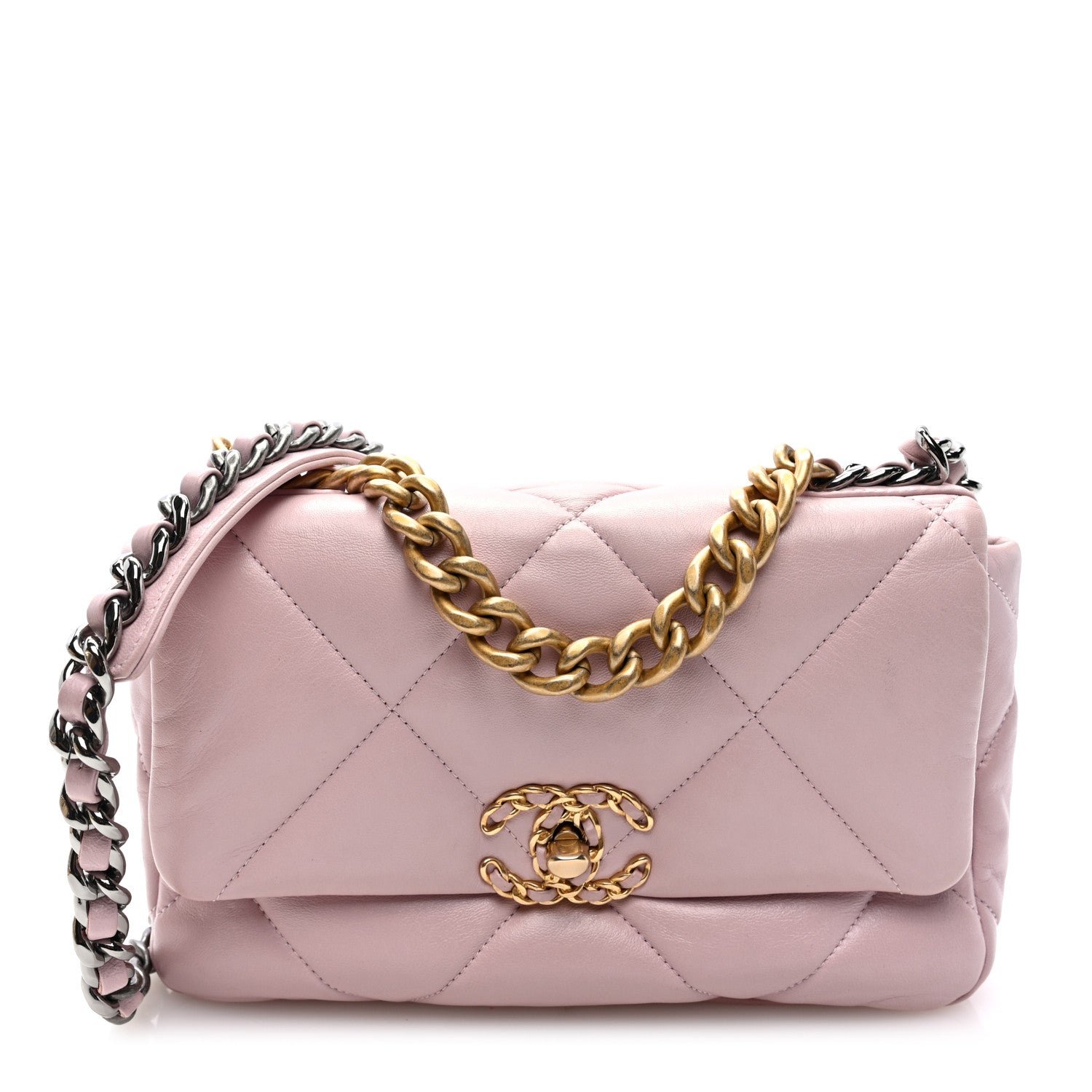 Chanel Lambskin Quilted Medium Chanel 19 Flap Light Pink