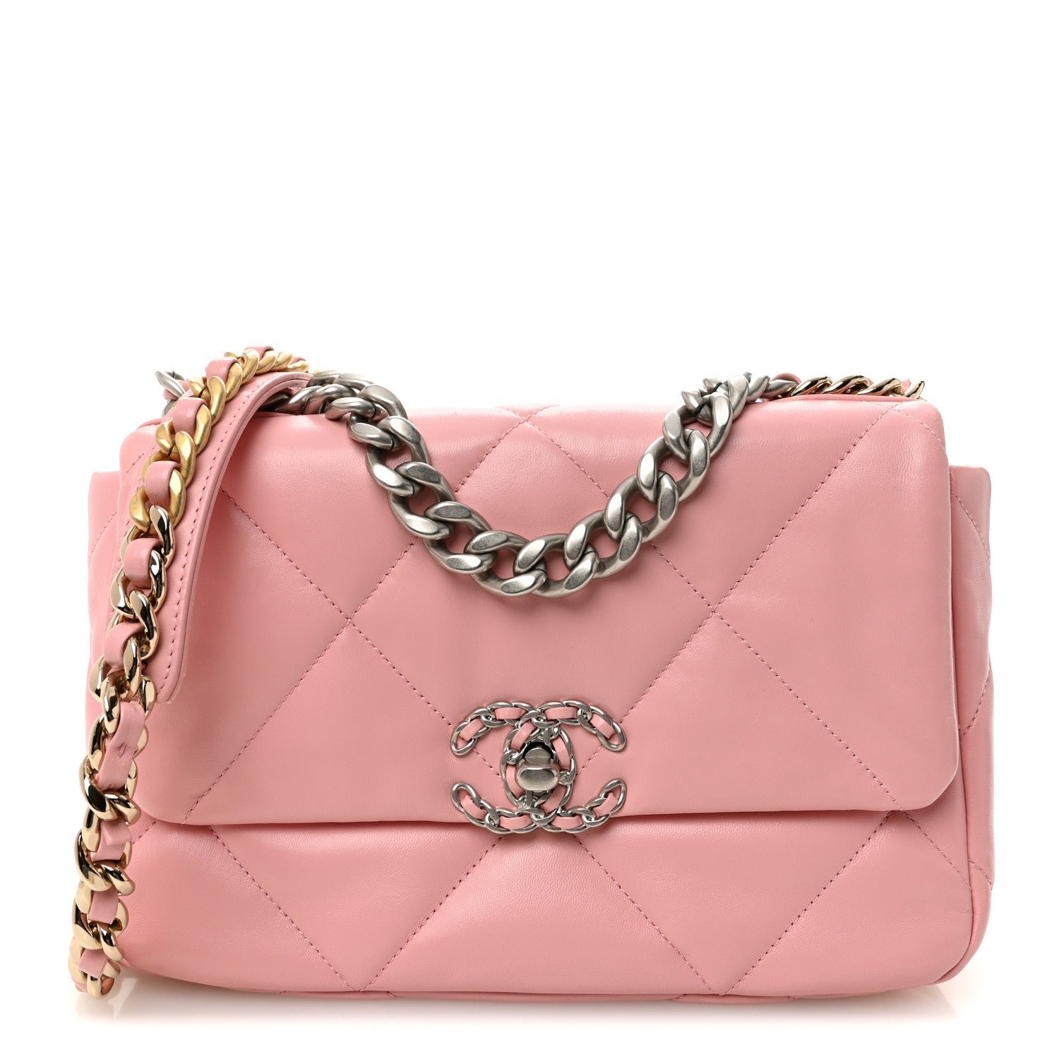 Chanel Lambskin Quilted Medium Chanel 19 Flap Pink