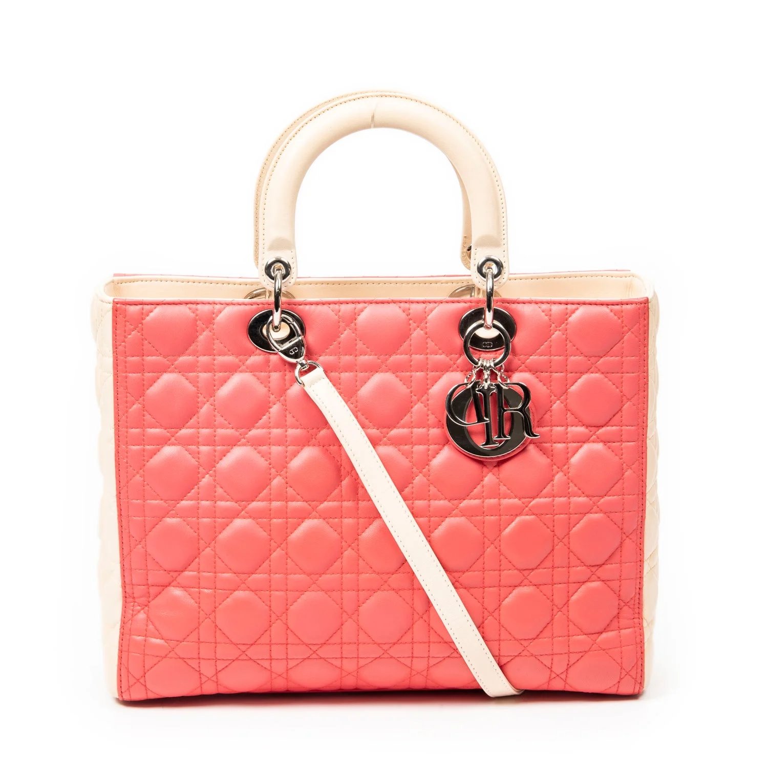 Leather Large Bicolor Lady Dior Zip