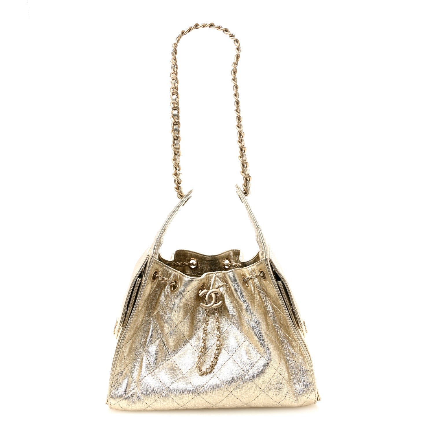 Chanel Metallic Caviar Quilted Small Chanel 25 Handbag Gold