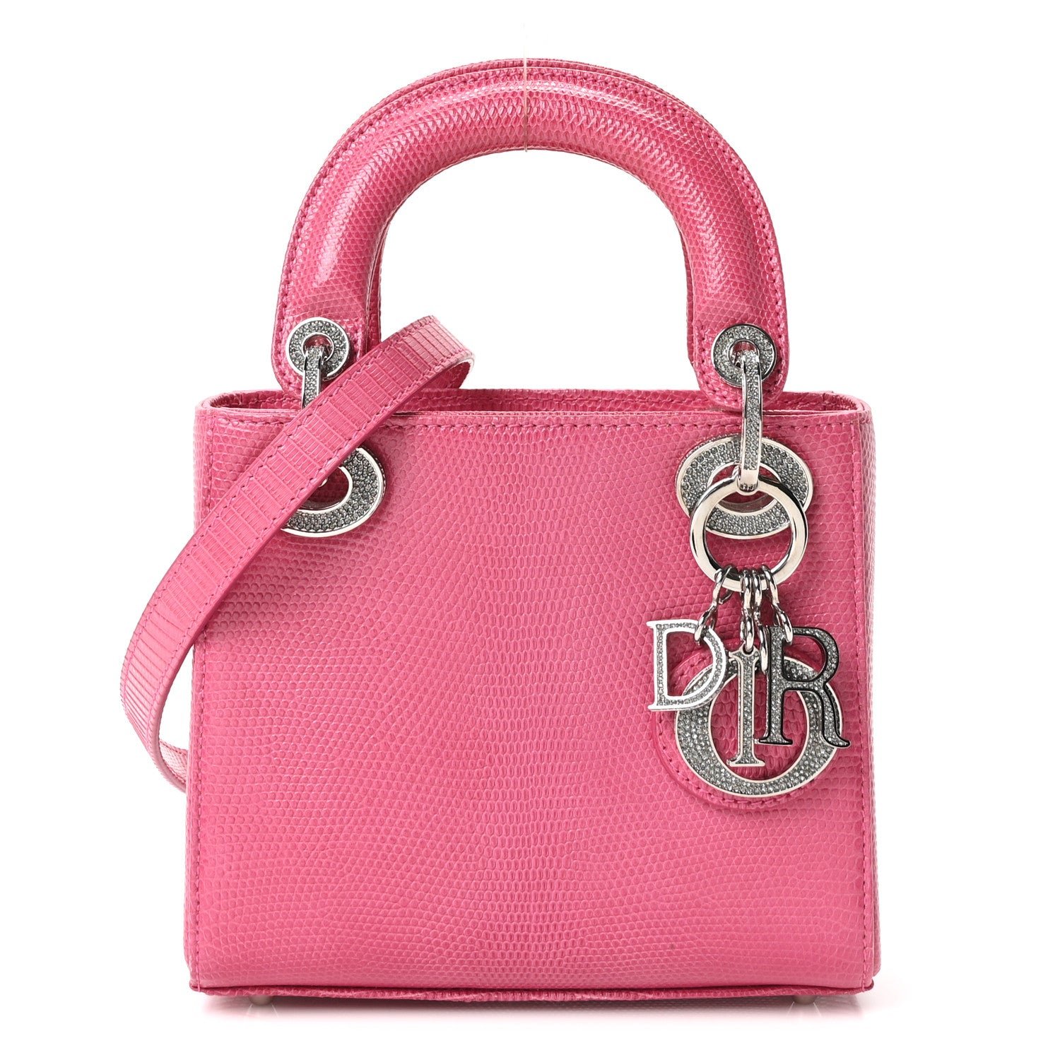 Christian Dior Lizard Swarovski Crystal Mini Lady Dior Dark Pink