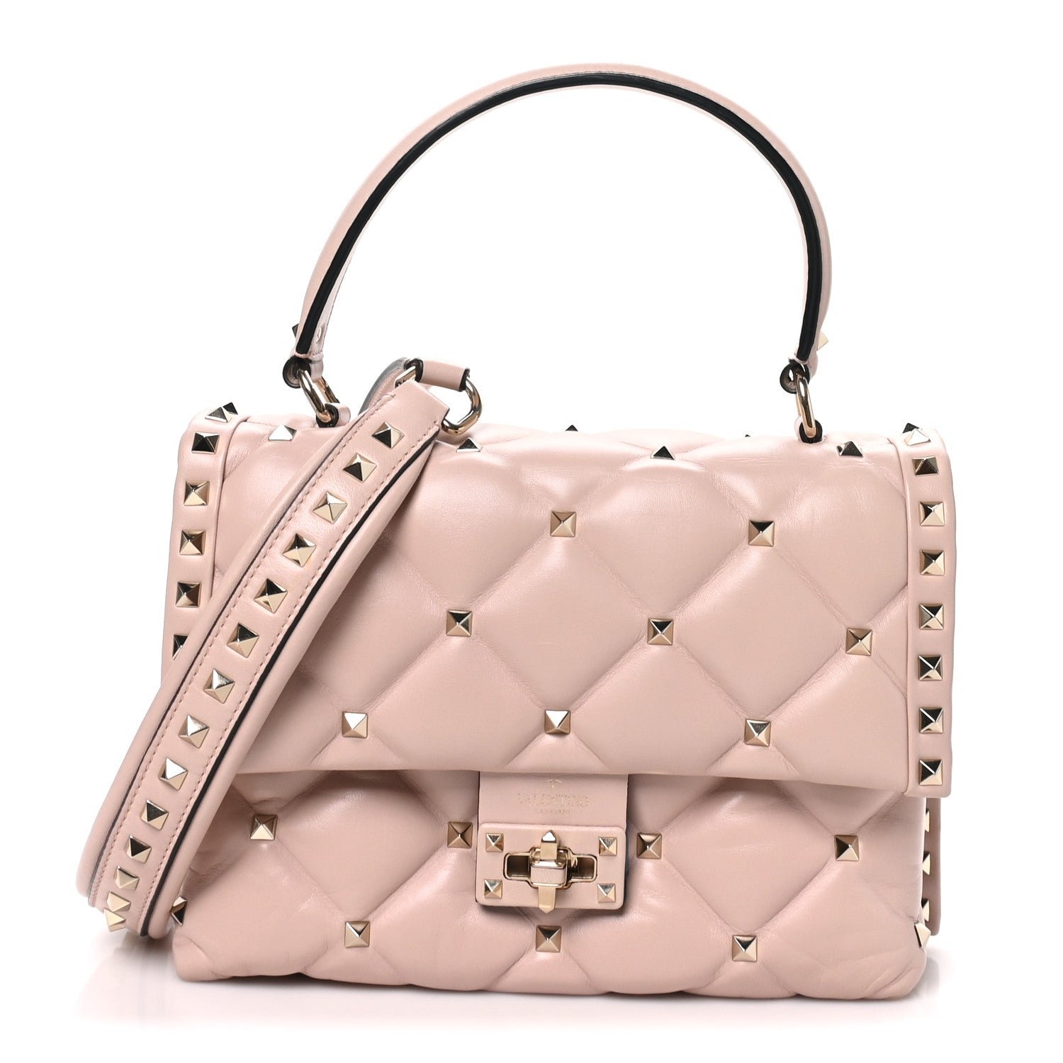 Valentino Garavani Nappa Medium Candystud Top Handle Bag Poudre