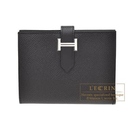 Hermes Hermes Bearn compact wallet Black Epsom leather Silver hardware
