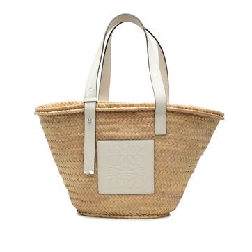 Medium Raffia Anagram Basket Tote