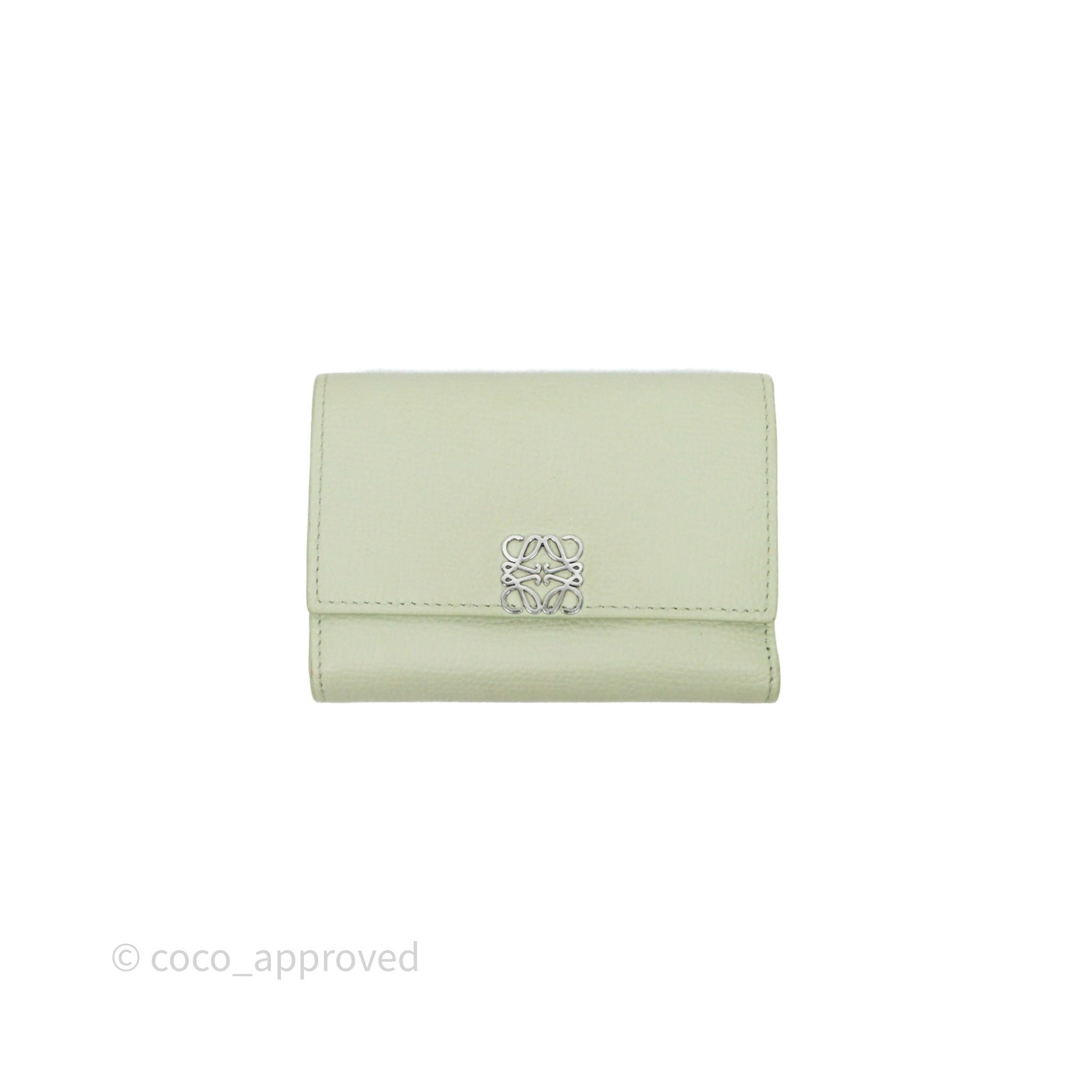 Loewe Anagram Small Vertical Wallet Green Silver Hardware