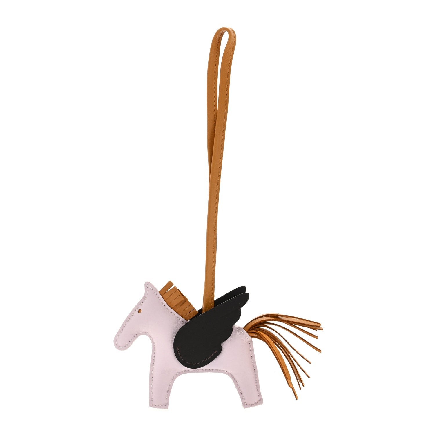 Hermes Milo Lambskin Grigri Rodeo Pegase Horse Bag Charm PM Mauve Pale Sesame Ebene