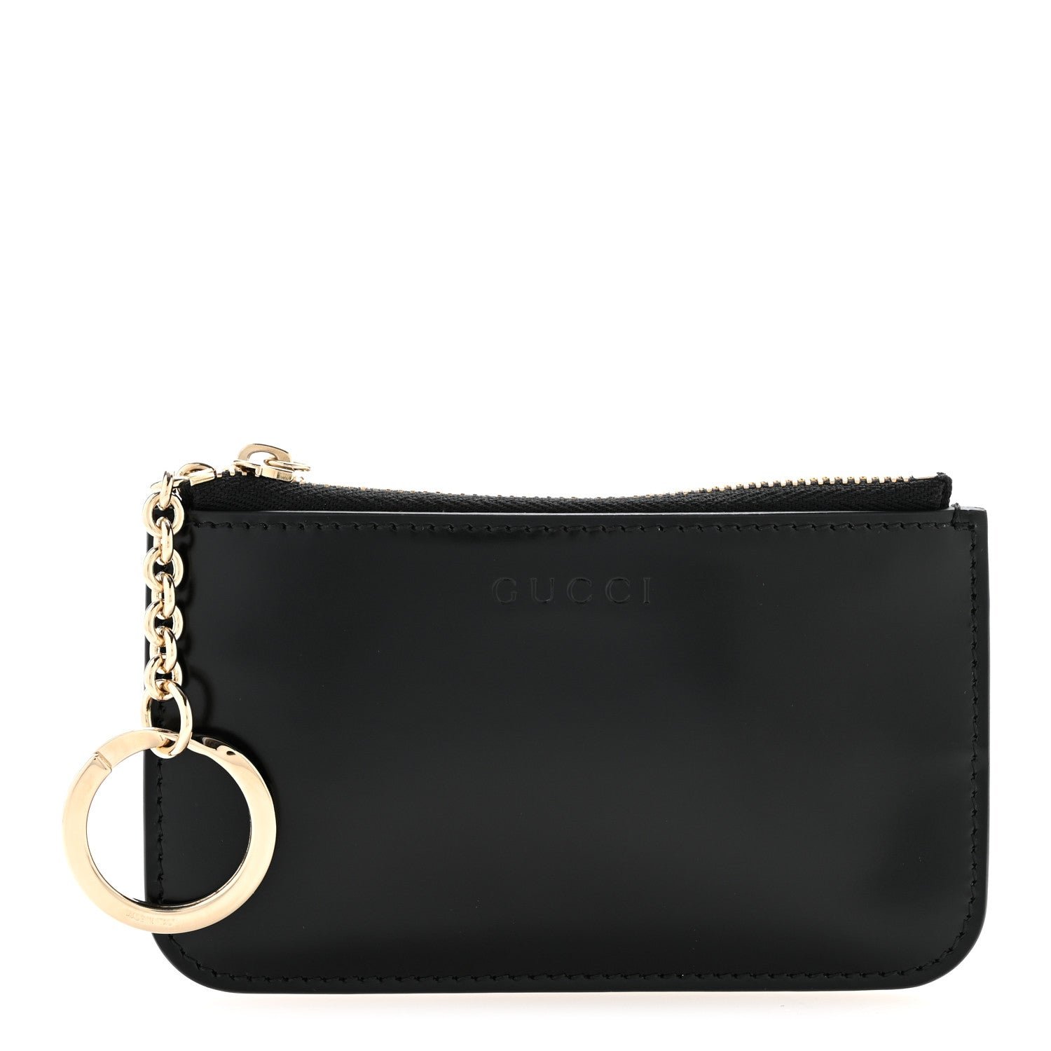 Gucci Patent Calfskin Bamboo Key Pouch Black