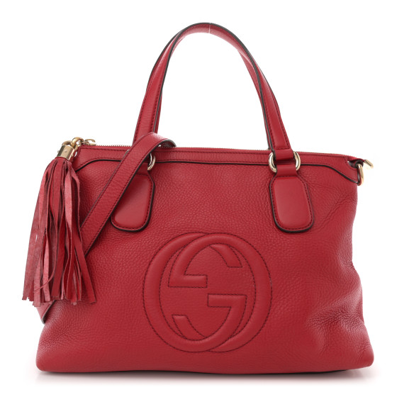 Gucci Cellarius Calfskin Small Soho Top Handle Satchel Tobasco