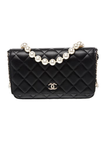 Classic Quilted Pearl Wallet on Chain