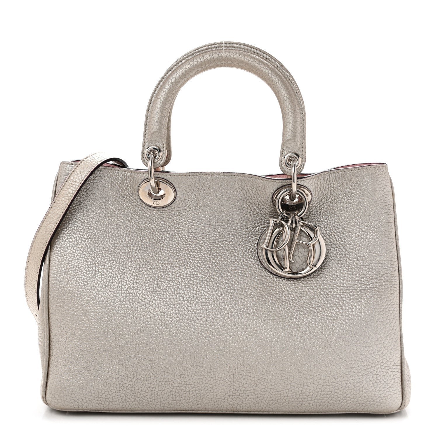 Christian Dior Metallic Bullcalf Medium Diorissimo Bag Champagne