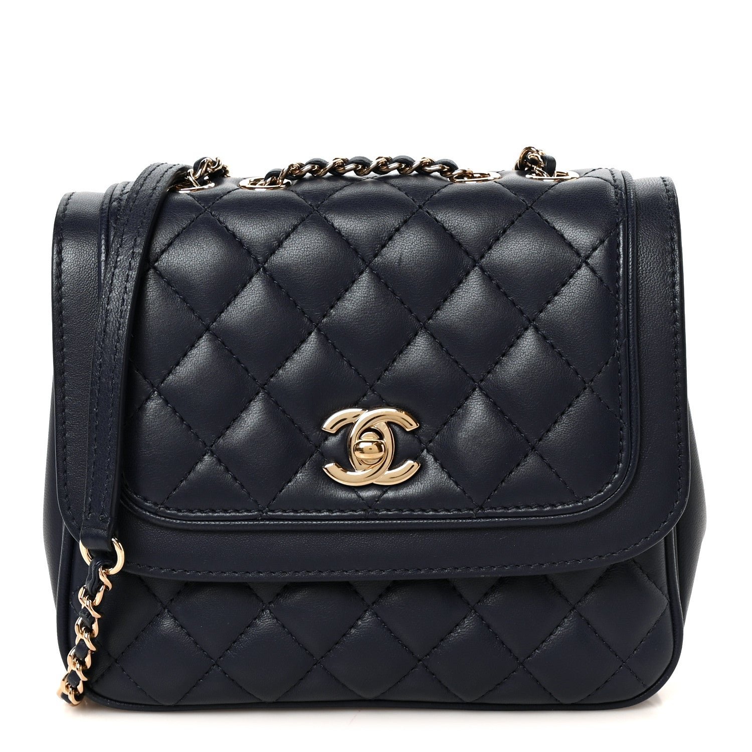 Chanel Lambskin Quilted Small Lovely Day Flap Dark Blue