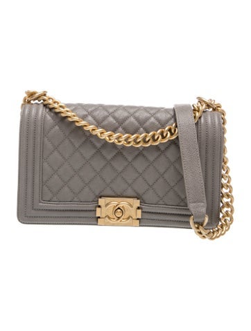 Quilted Caviar Medium Boy Flap Bag
